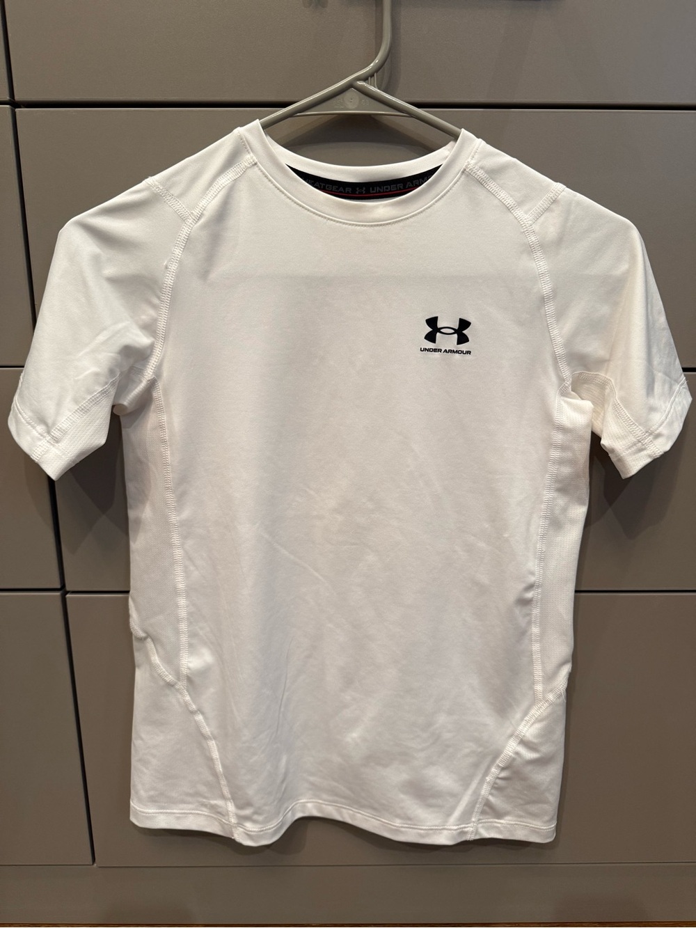 Under Armour Boy’s White Short-Sleeve Performance Tee with Black Logo